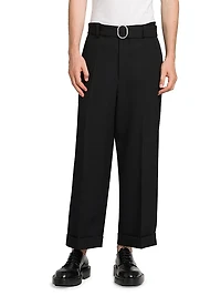 Wool Straight-Leg Crop Trousers