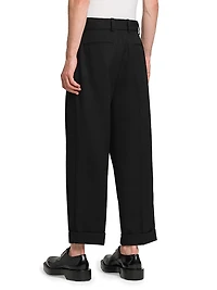 Wool Straight-Leg Crop Trousers