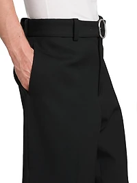 Wool Straight-Leg Crop Trousers