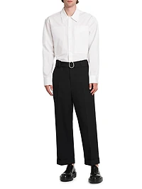 Wool Straight-Leg Crop Trousers