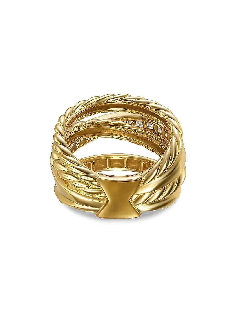 Crossover Trio Four Row Ring 18K Yellow Gold