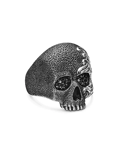 Waves Skull Ring in Sterling Silver, 24MM