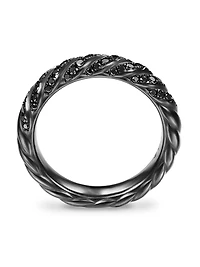 Sculpted Cable Band Ring Black Titanium