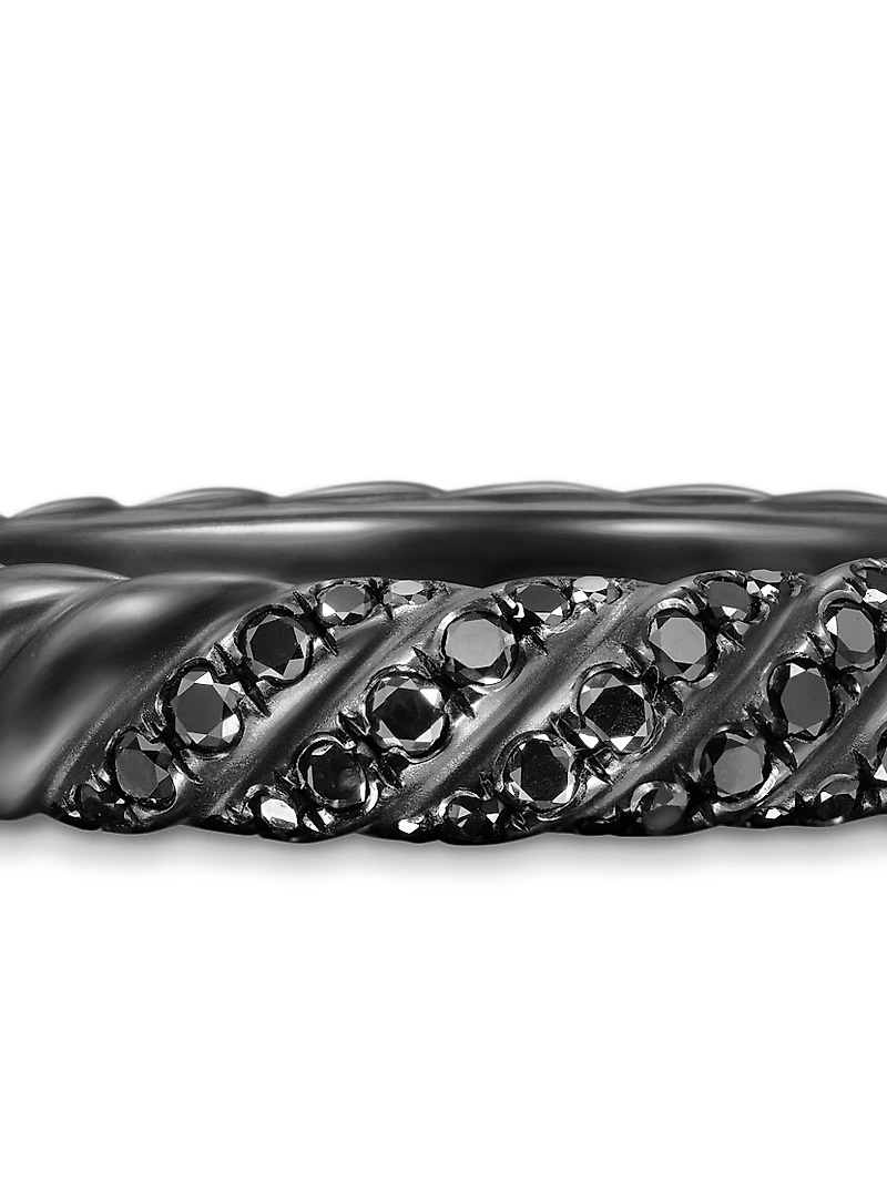 Sculpted Cable Band Ring Black Titanium