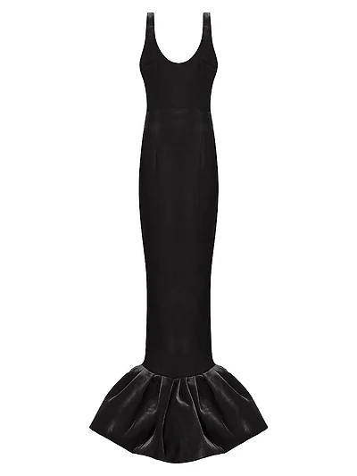 Pualo Silk Trumpet-Hem Gown