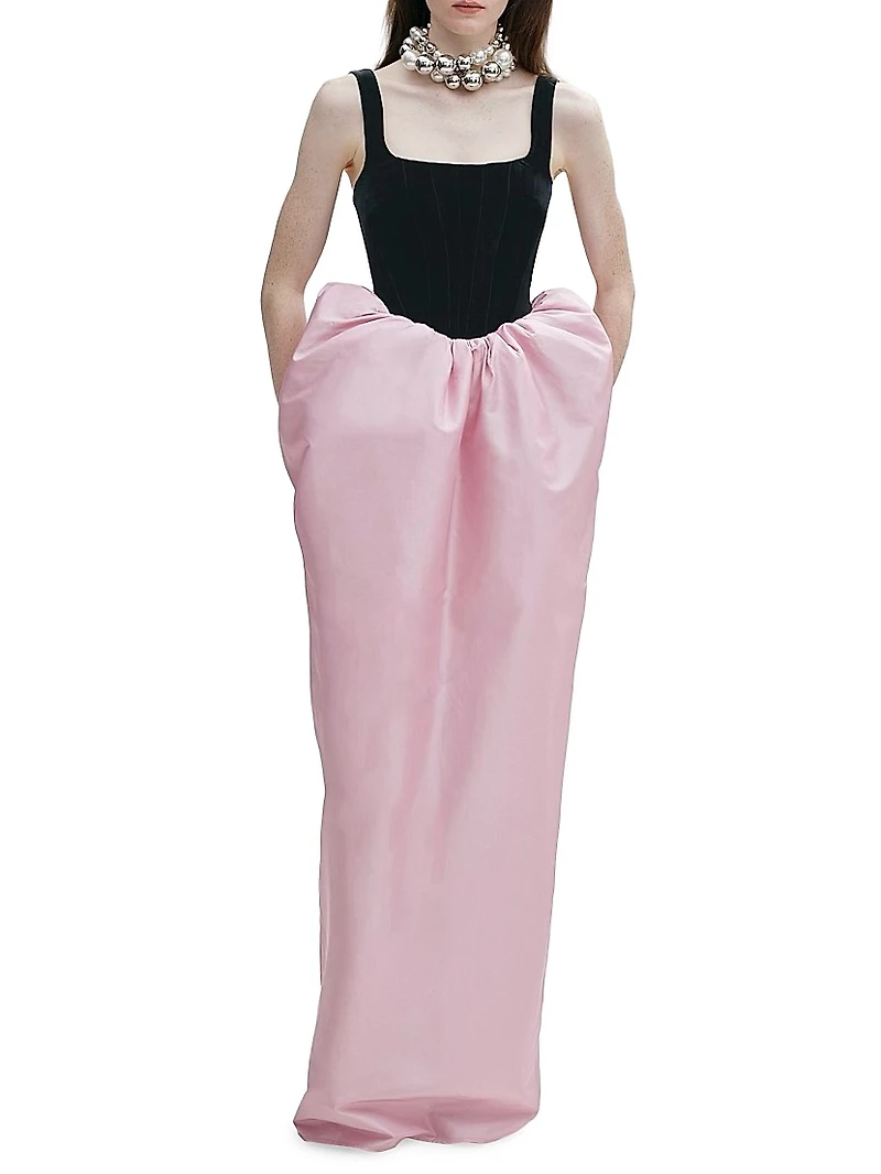 Pan Silk Colorblocked Gown