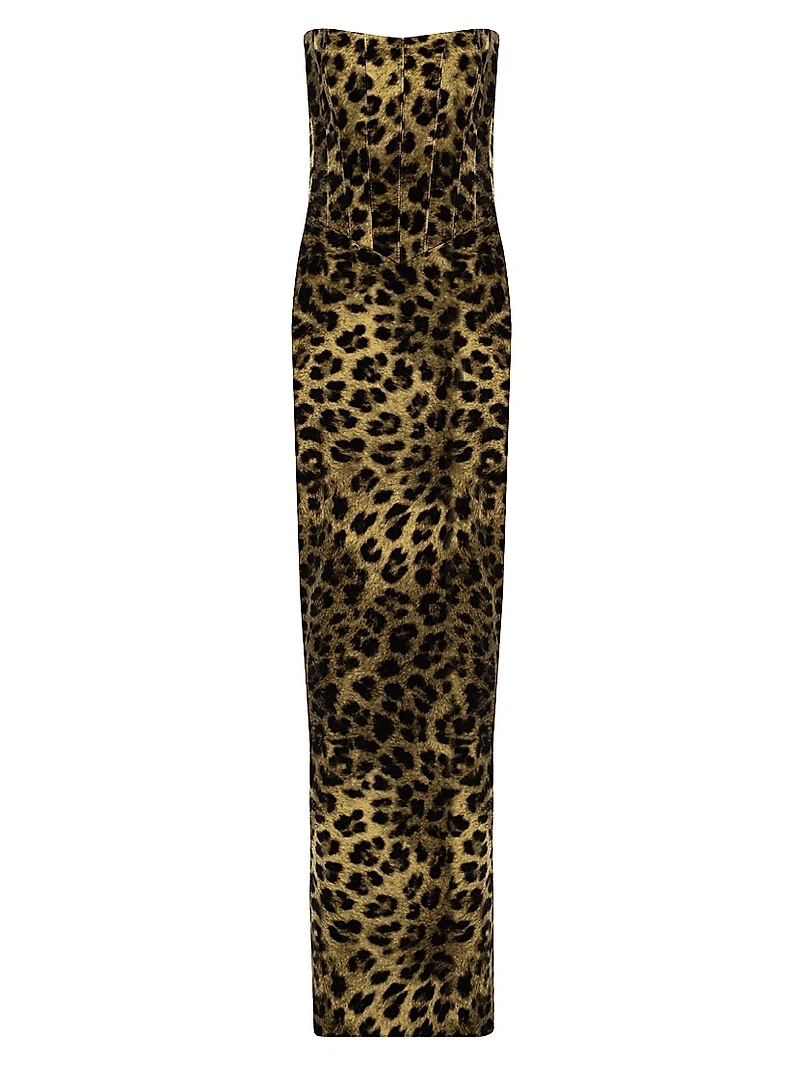 Ambra Leopard Corset Maxi Dress