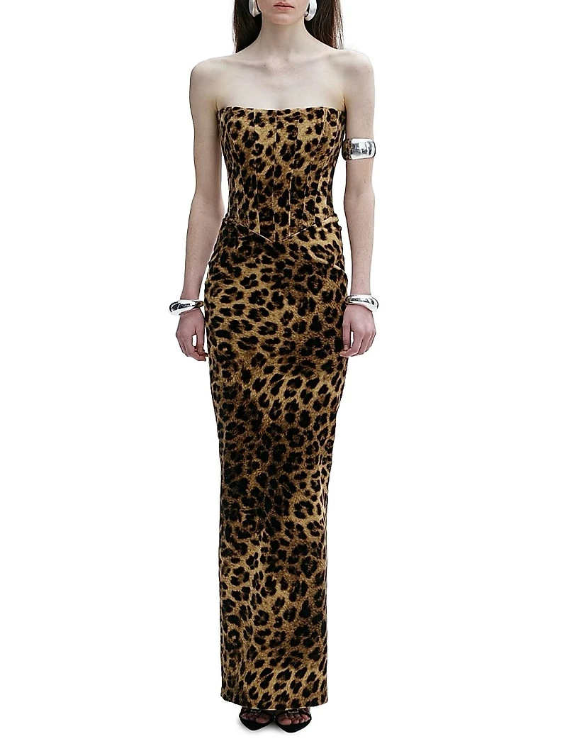 Ambra Leopard Corset Maxi Dress