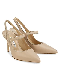 Camparisli 90MM Leather Slingback Mary Jane Pumps