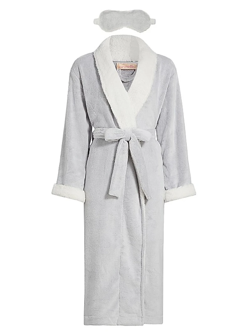 Plush Sherpa Robe & Sleep Mask Set