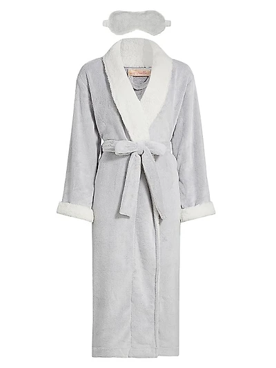 Plush Sherpa Robe & Sleep Mask Set