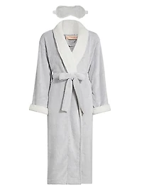 Plush Sherpa Robe & Sleep Mask Set