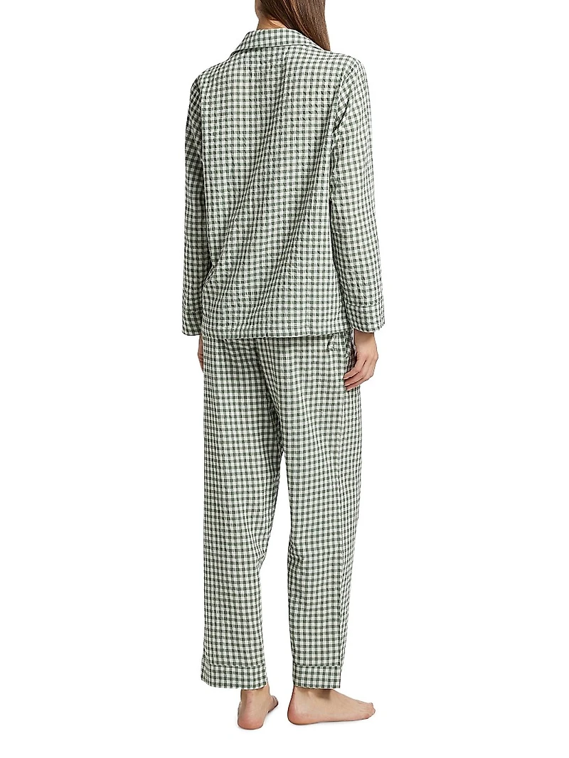 Seersucker Gingham Full-Length Pajamas