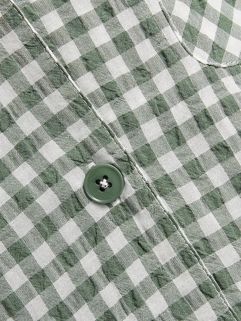 Seersucker Gingham Full-Length Pajamas