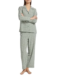 Seersucker Gingham Full-Length Pajamas