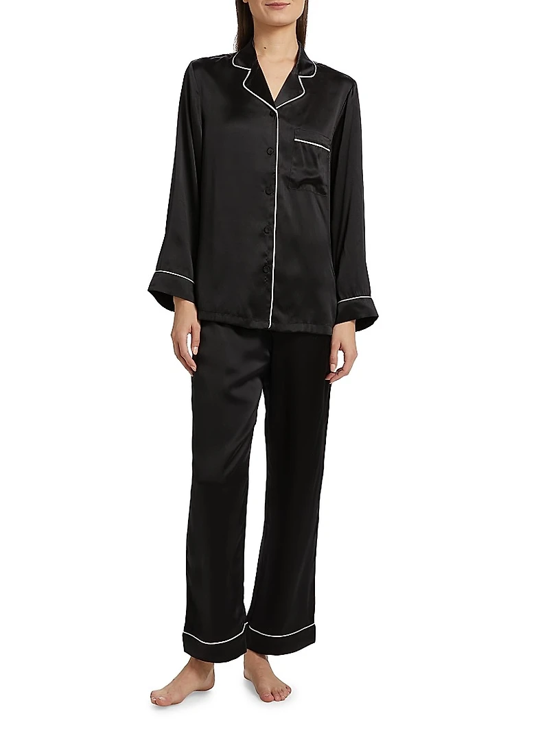 Sylvie Silk Long-Sleeve Pajama Set