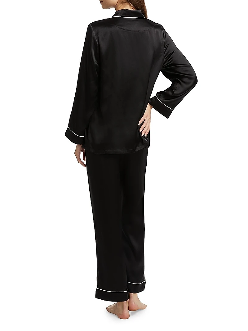 Sylvie Silk Long-Sleeve Pajama Set