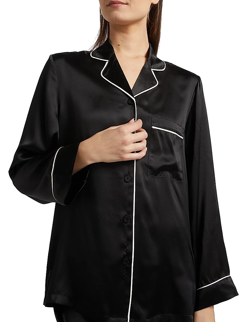 Sylvie Silk Long-Sleeve Pajama Set