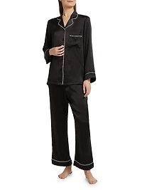 Sylvie Silk Long-Sleeve Pajama Set