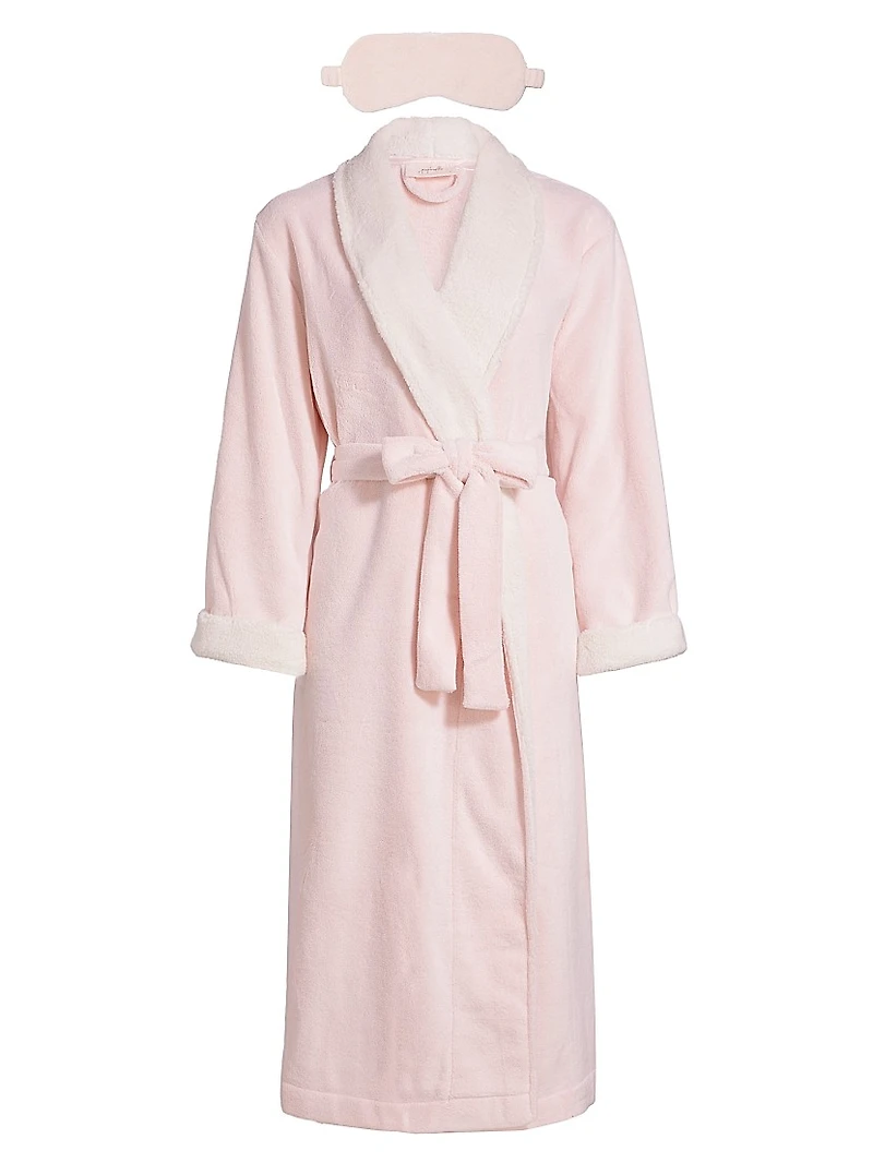 Plush Sherpa Robe & Sleep Mask Set