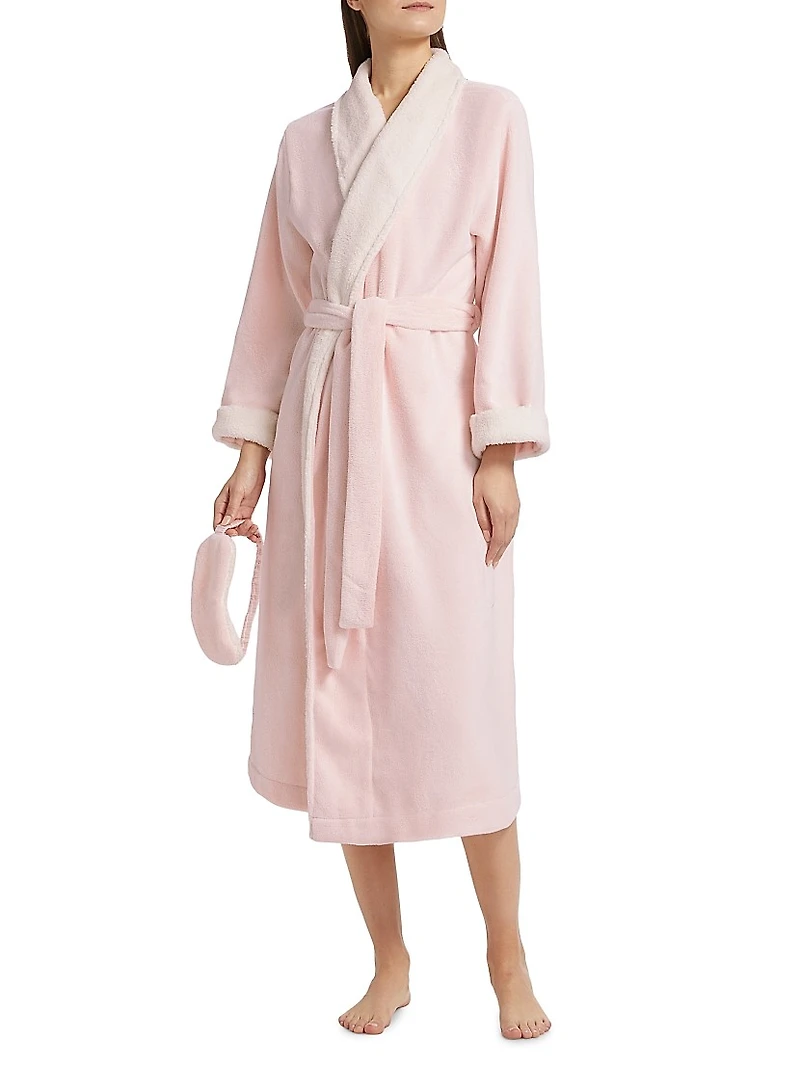 Plush Sherpa Robe & Sleep Mask Set