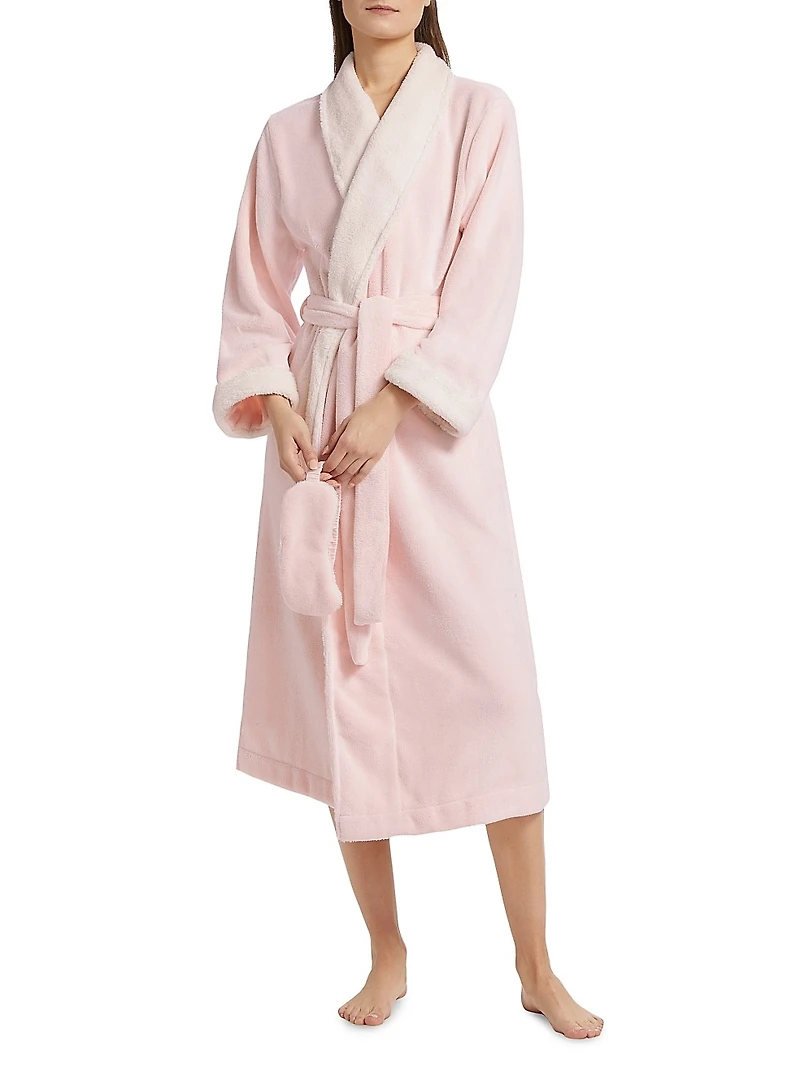 Plush Sherpa Robe & Sleep Mask Set
