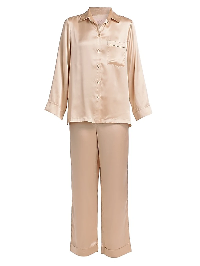 Audrey Silk Long-Sleeve Pajama Set
