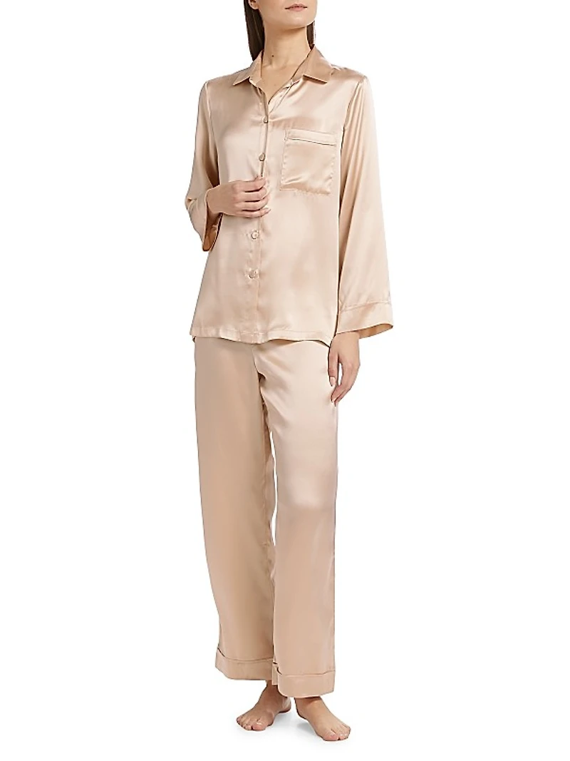 Audrey Silk Long-Sleeve Pajama Set