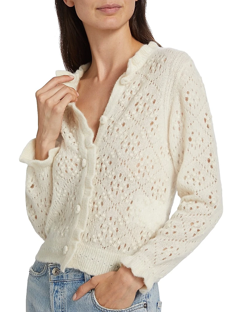 Claudie Alpaca-Blend Crewneck Cardigan