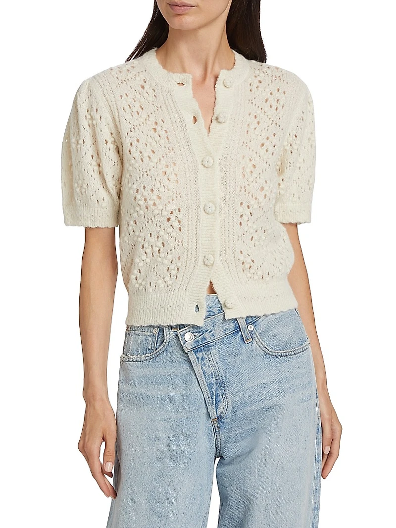 Mirabelle Alpaca-Blend Short-Sleeve Cardigan