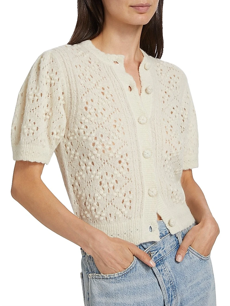 Mirabelle Alpaca-Blend Short-Sleeve Cardigan