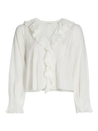 Hardy Pintuck Cotton Shawl-Collar Blouse