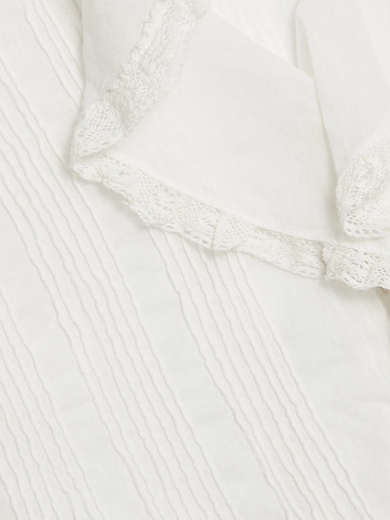 Hardy Pintuck Cotton Shawl-Collar Blouse