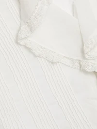 Hardy Pintuck Cotton Shawl-Collar Blouse