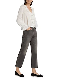 Hardy Pintuck Cotton Shawl-Collar Blouse