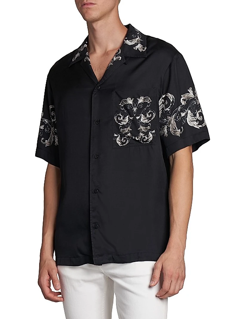 Baroque Short Sleeve Button-Front Shirt