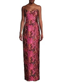 Lumina Jacquard Strapless Gown