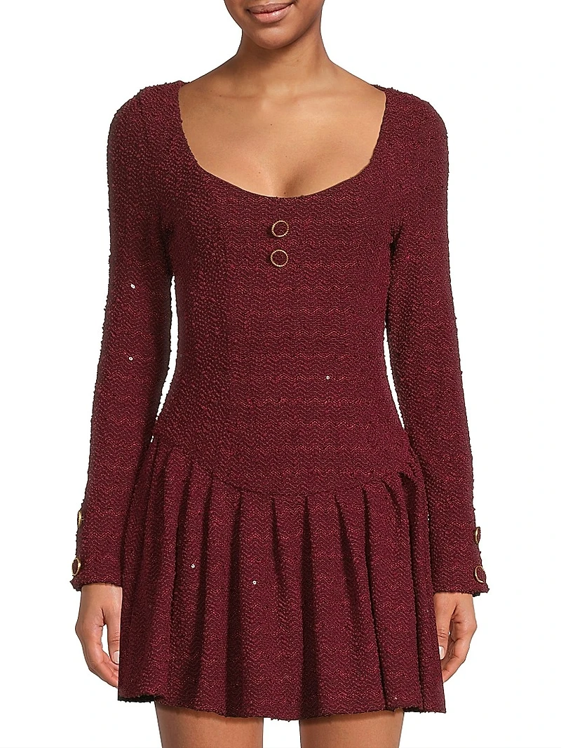 Maverick Embellished Stretch Bouclé Minidress