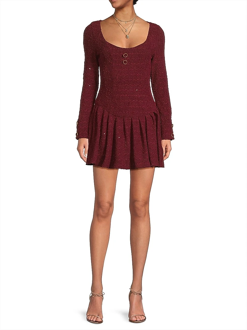 Maverick Embellished Stretch Bouclé Minidress