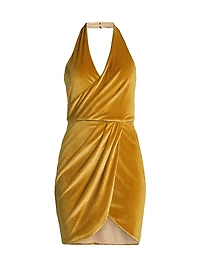 Elaria Stretch Velvet Halterneck Minidress