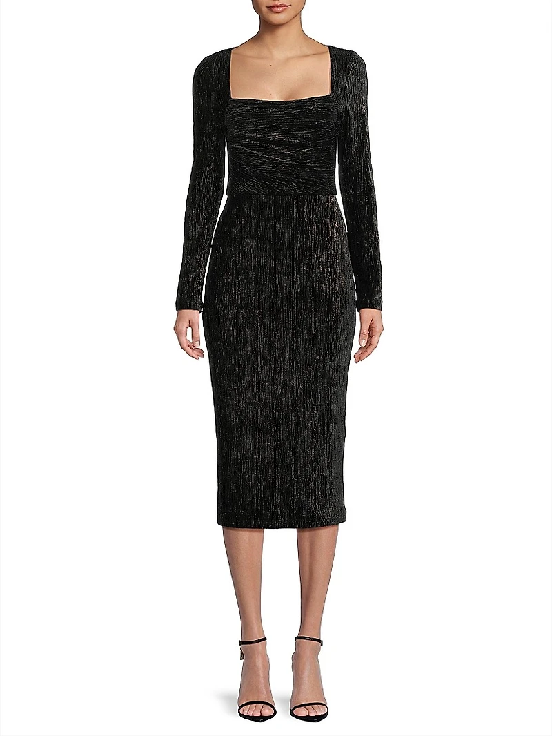 Xander Plissé Cocktail Sheath Dress