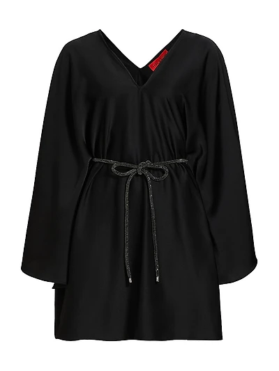 Ola Satin V-Neck Caftan Minidress