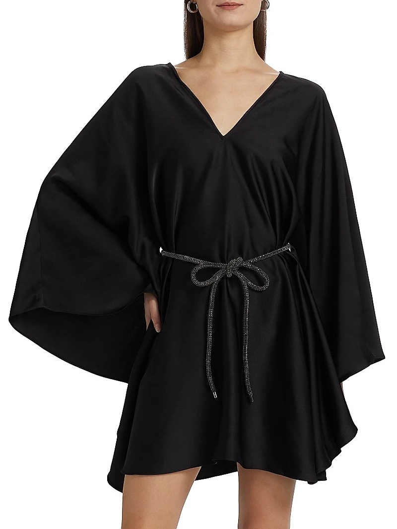 Ola Satin V-Neck Caftan Minidress