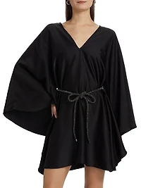 Ola Satin V-Neck Caftan Minidress