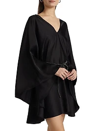 Ola Satin V-Neck Caftan Minidress