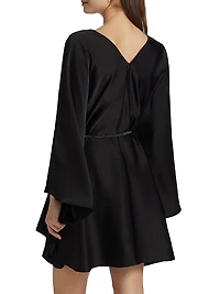 Ola Satin V-Neck Caftan Minidress