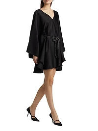Ola Satin V-Neck Caftan Minidress