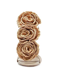 Sadie Flower 100MM Leather & Raffia Sandals