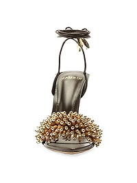 Zaya 100MM Embellished Leather Ankle-Wrap Sandals