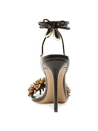 Zaya 100MM Embellished Leather Ankle-Wrap Sandals